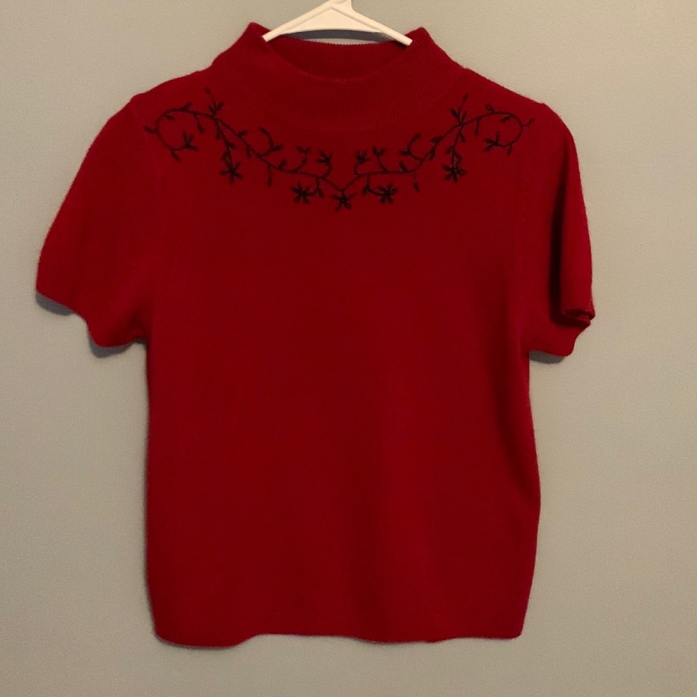 Red floral sweater